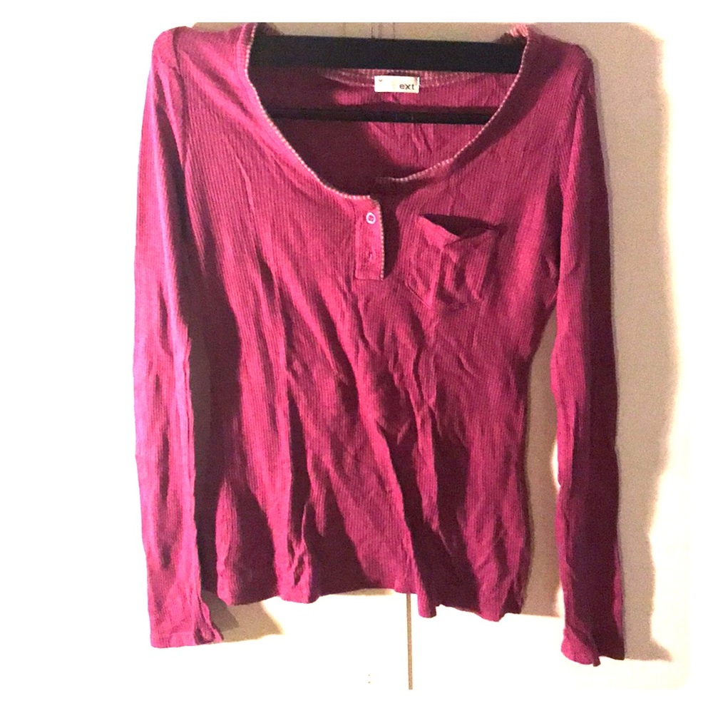 Pink long sleeve top with buttons